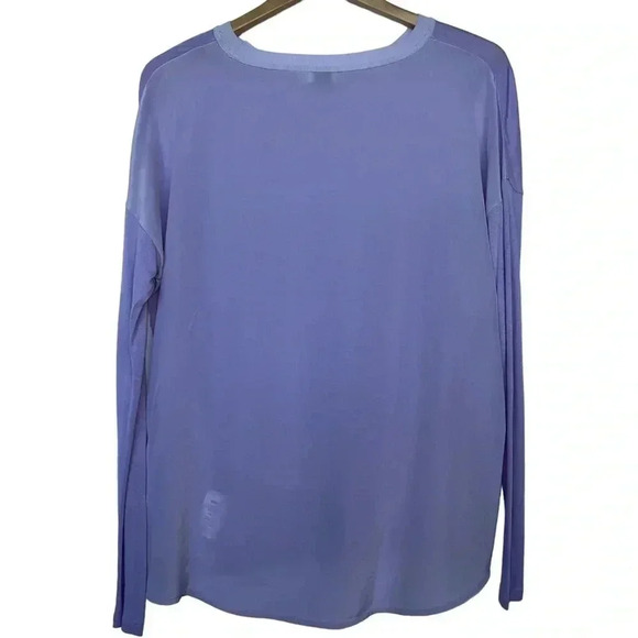 VINCE | Silk Mixed-Media Long-Sleeve Shirt | Lilac Waterlily | XS - Picture 5 of 10